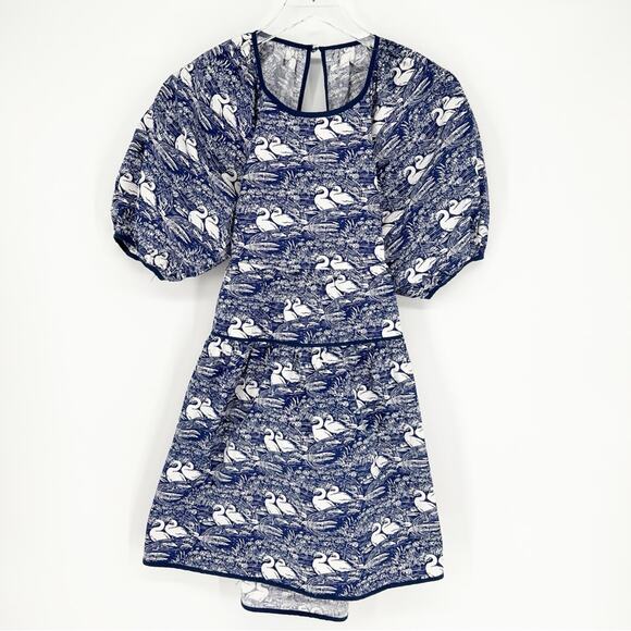 NWT Laura Ashley x Urban Outfitters Swan Puff Sleeve Mini Dress XS - Picture 2 of 8